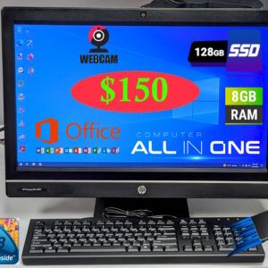 HP Elite 8300 23" All-In-One Commercial-Grade Computer (Intel i3, 8GB RAM, 128GB SSD, Windows 10/11 Pro, MS Office)